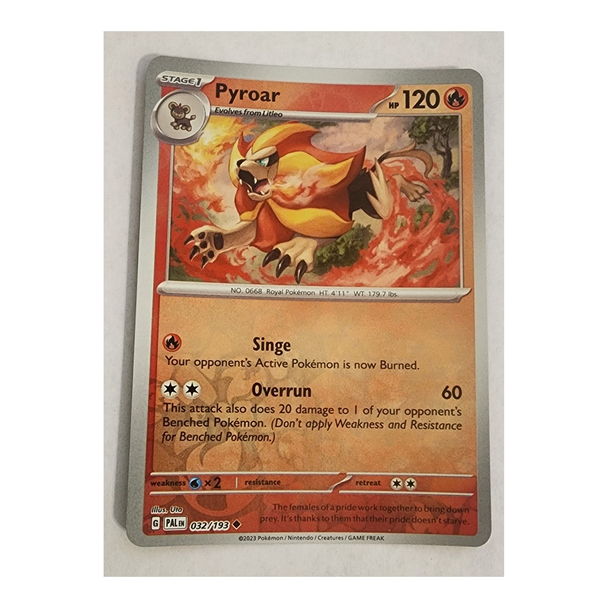 Pyroar Uncommon SV02: Paldea Evolved 032/193 NM Reverse Holo
