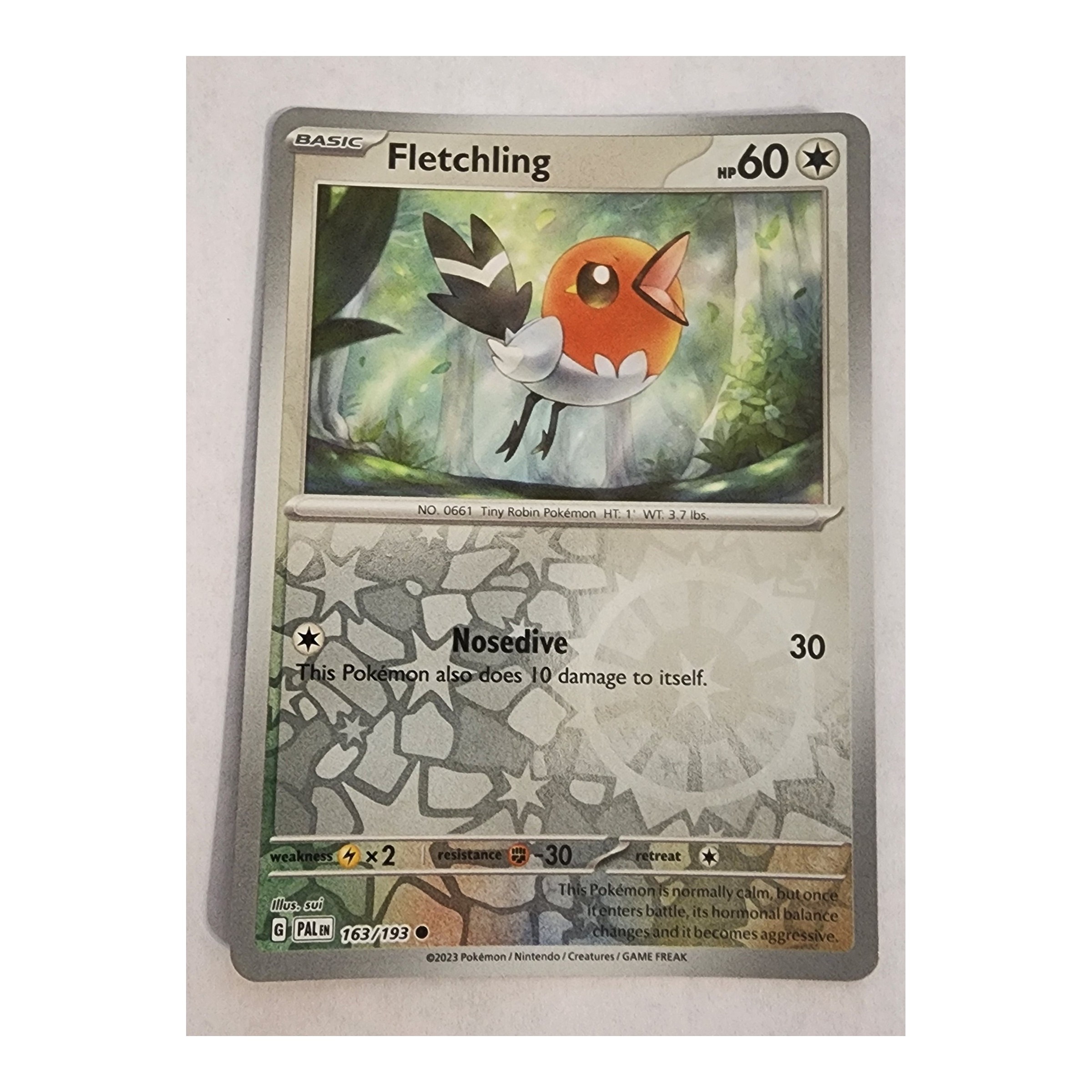 Fletchling Common SV02: Paldea Evolved 163/193 NM Reverse Holo