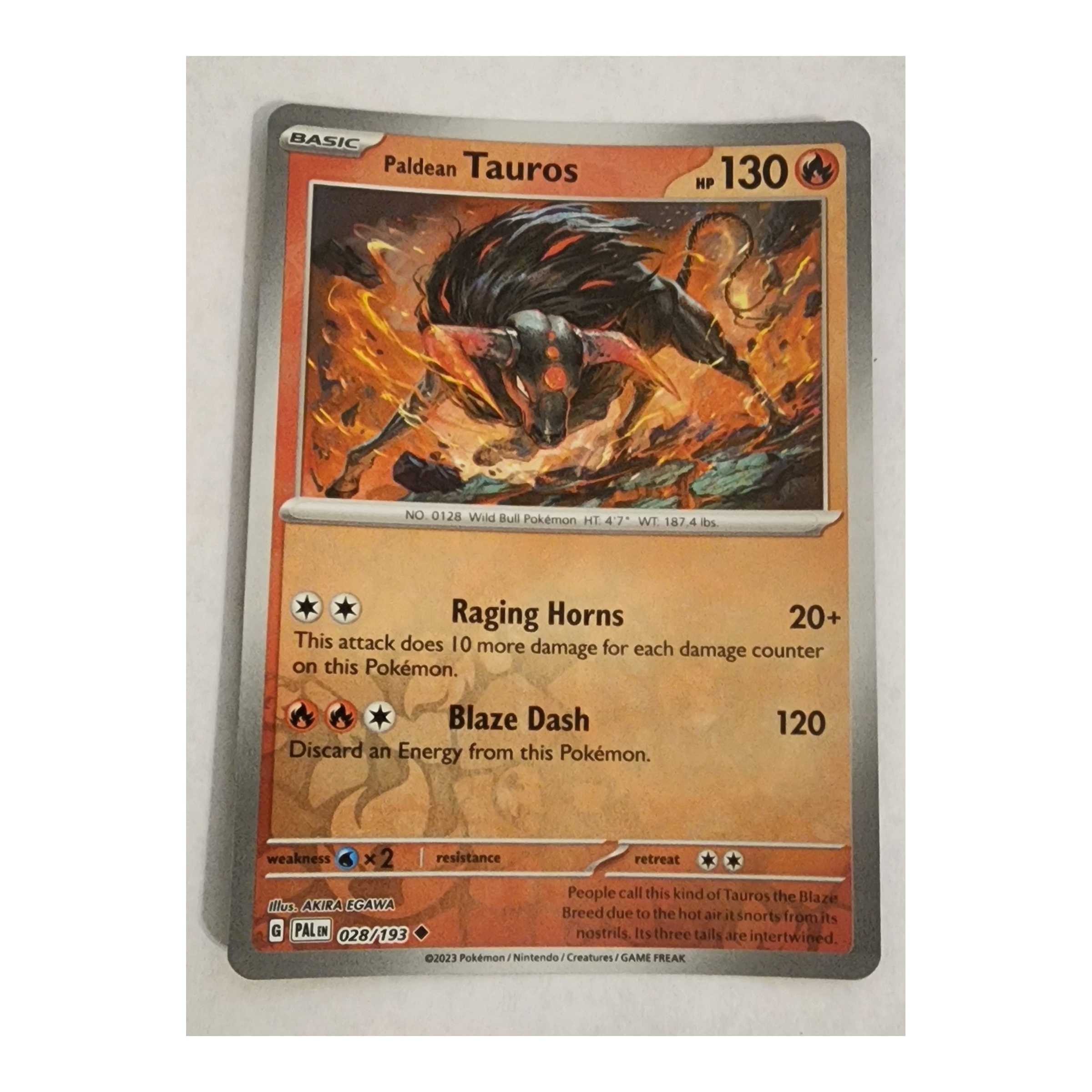 Paldean Tauros Uncommon SV02: Paldea Evolved 028/193 NM Reverse Holo