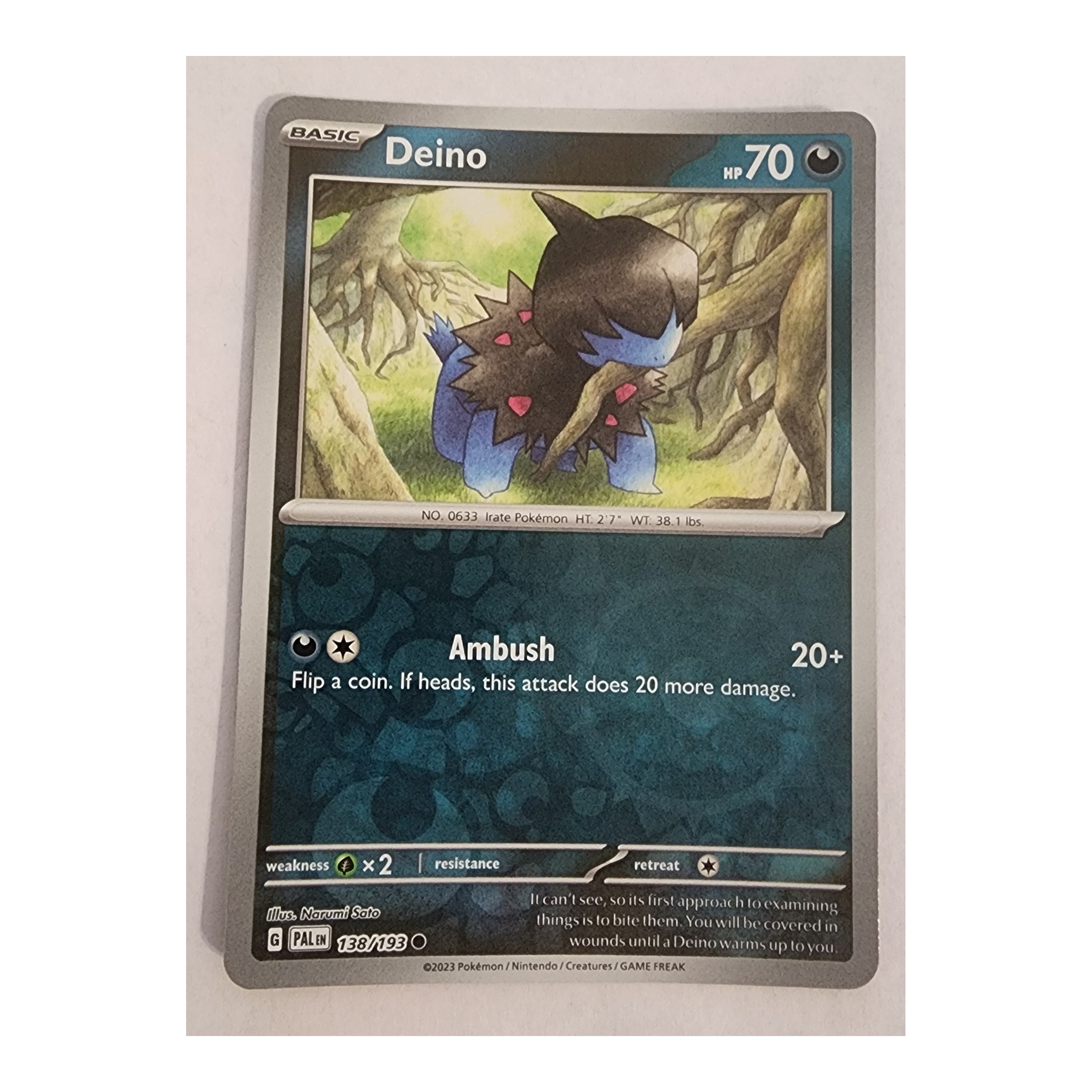 Deino Common SV02: Paldea Evolved 138/193 NM Reverse Holo