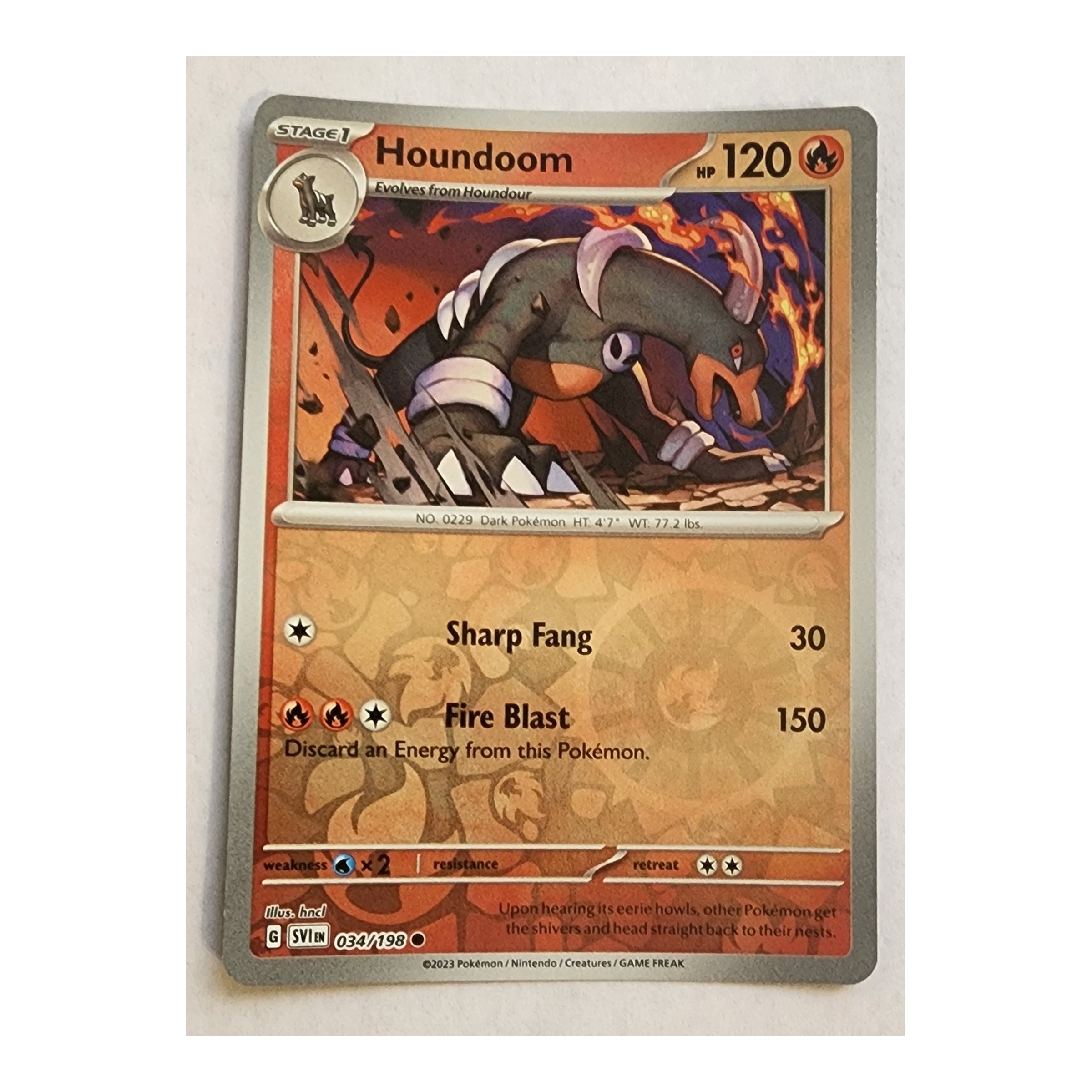 Houndoom Common SV01: Scarlet & Violet 034/198 NM Reverse Holo