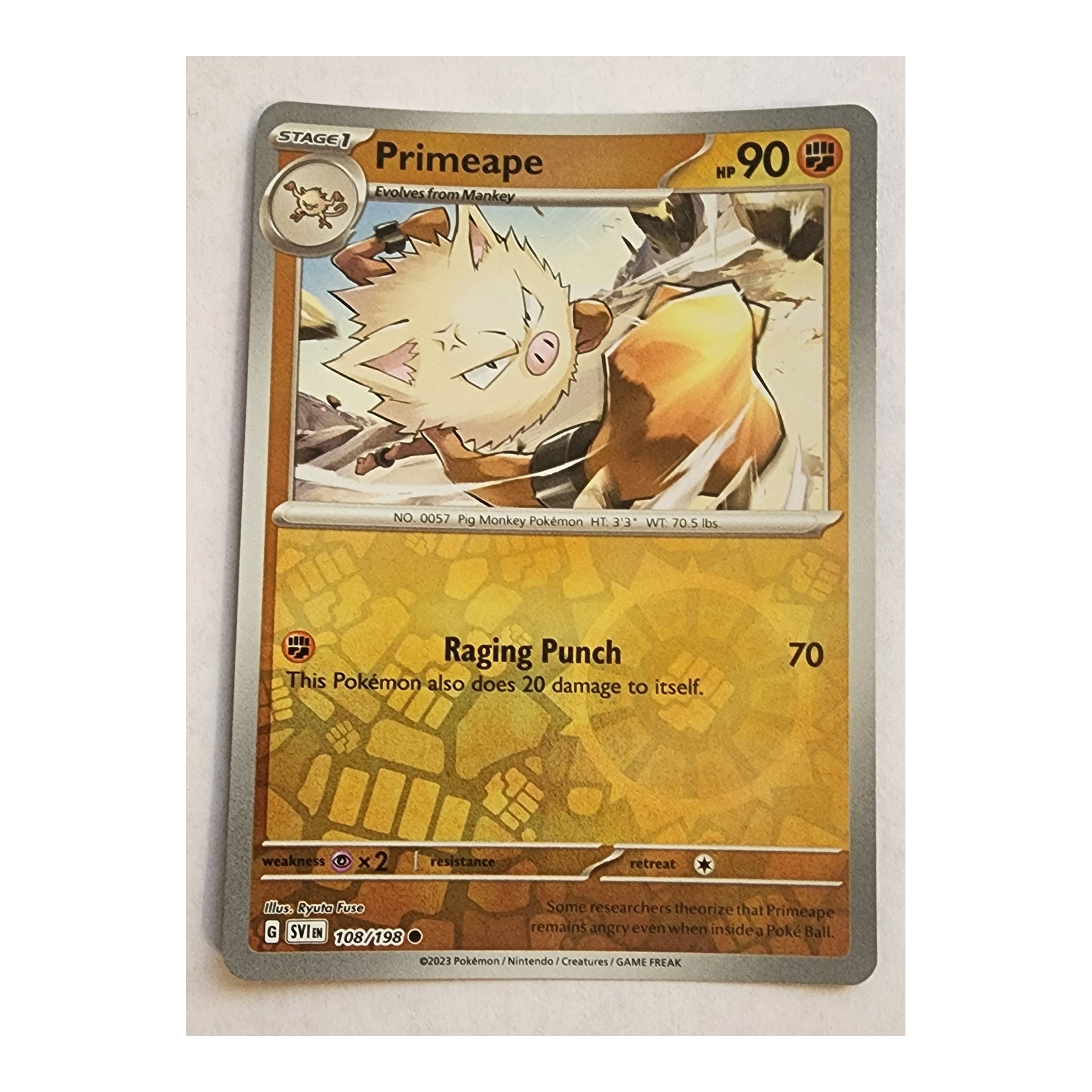 Primeape Common SV01: Scarlet & Violet 108/198 NM Reverse Holo