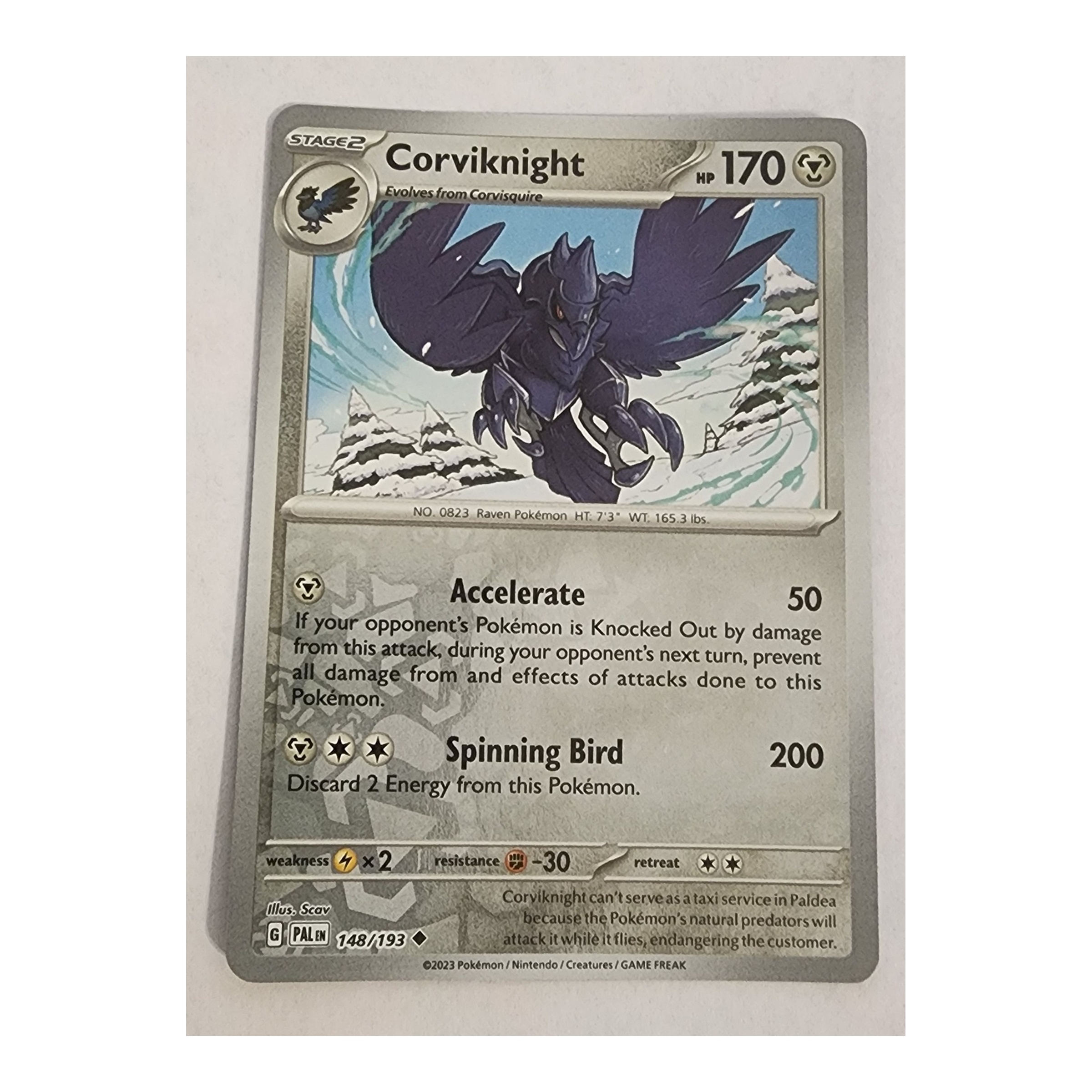 Corviknight Uncommon SV02: Paldea Evolved 148/193 NM Reverse Holo