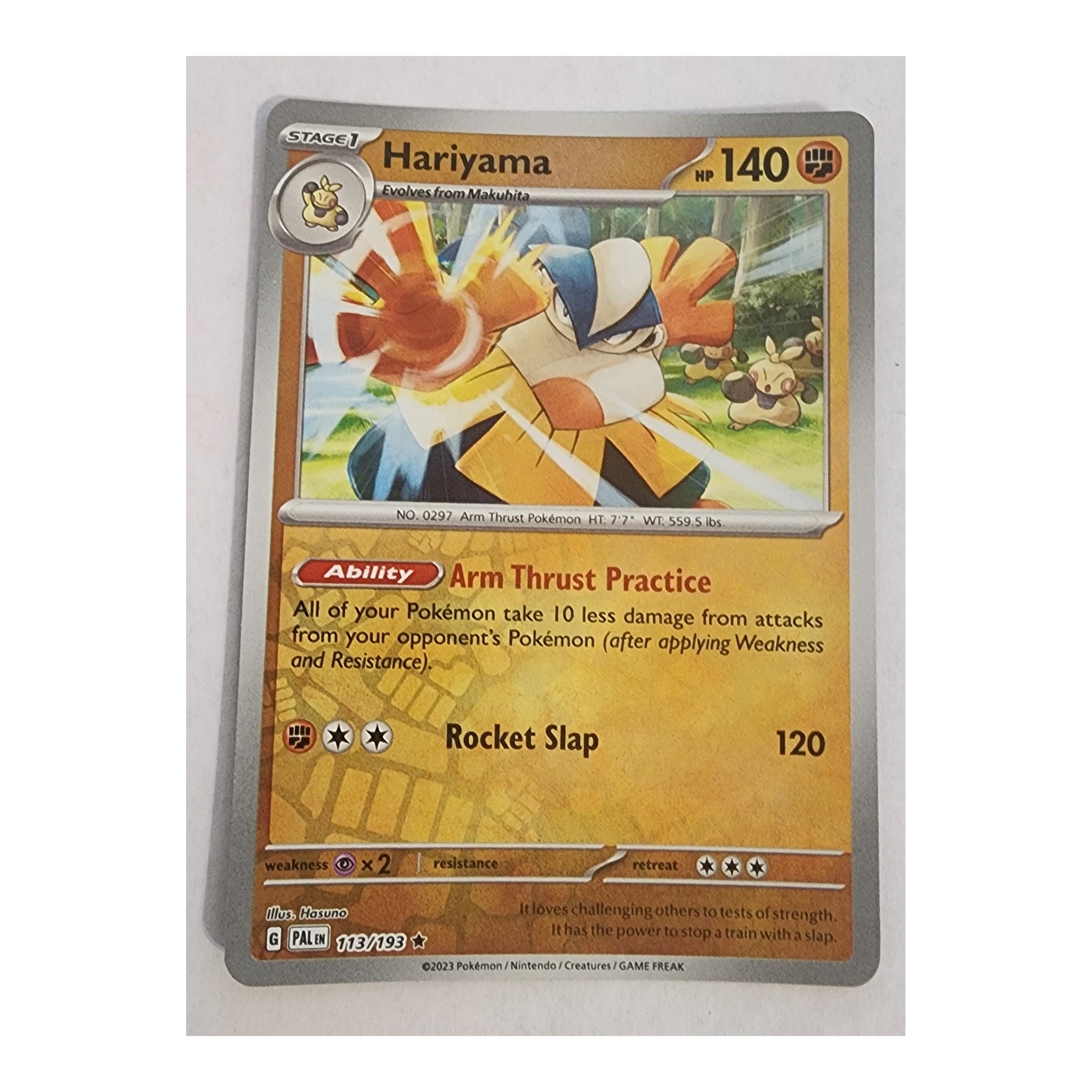 Hariyama Rare SV02: Paldea Evolved 113/193 NM Reverse Holo