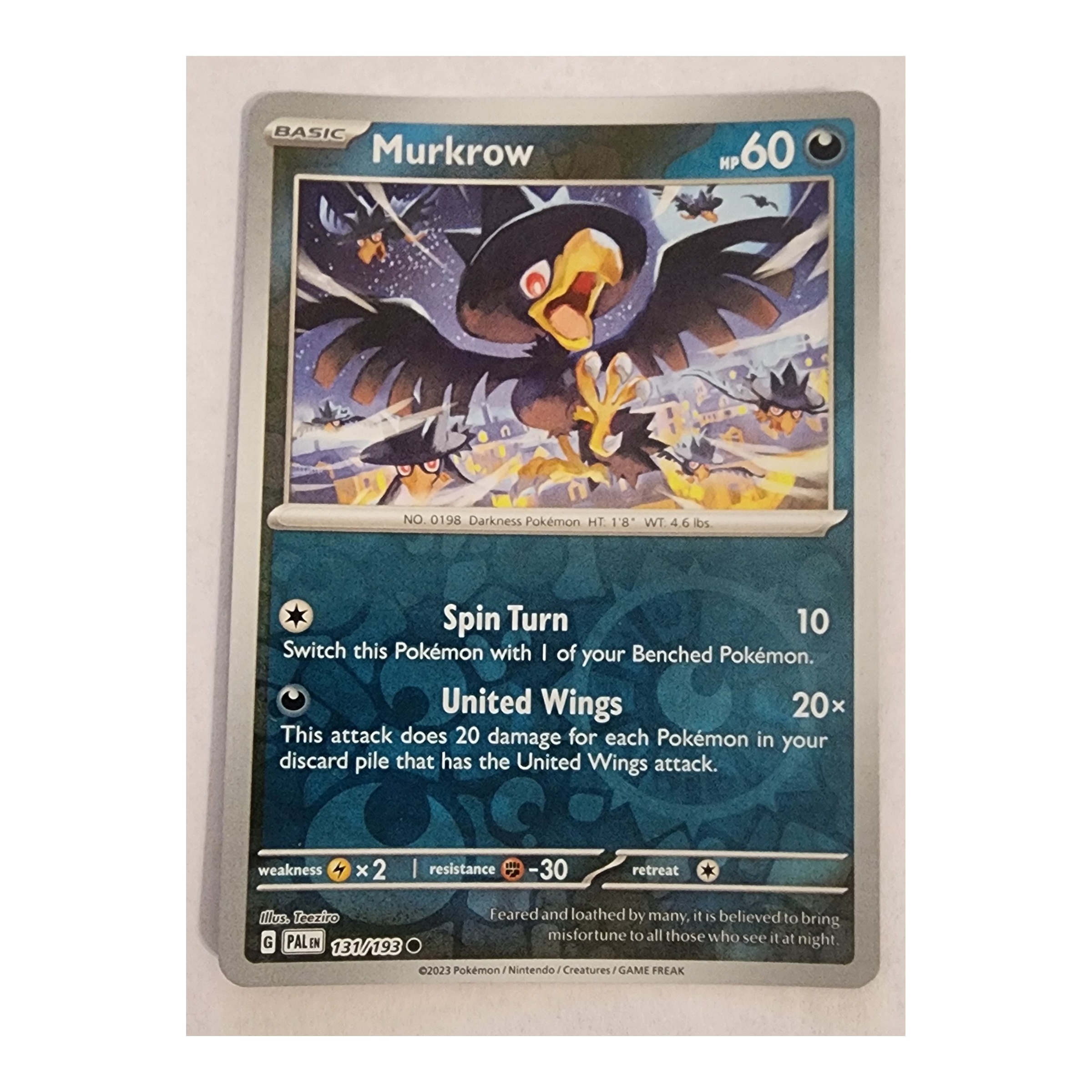 Murkrow Common SV02: Paldea Evolved 131/193 NM Reverse Holo