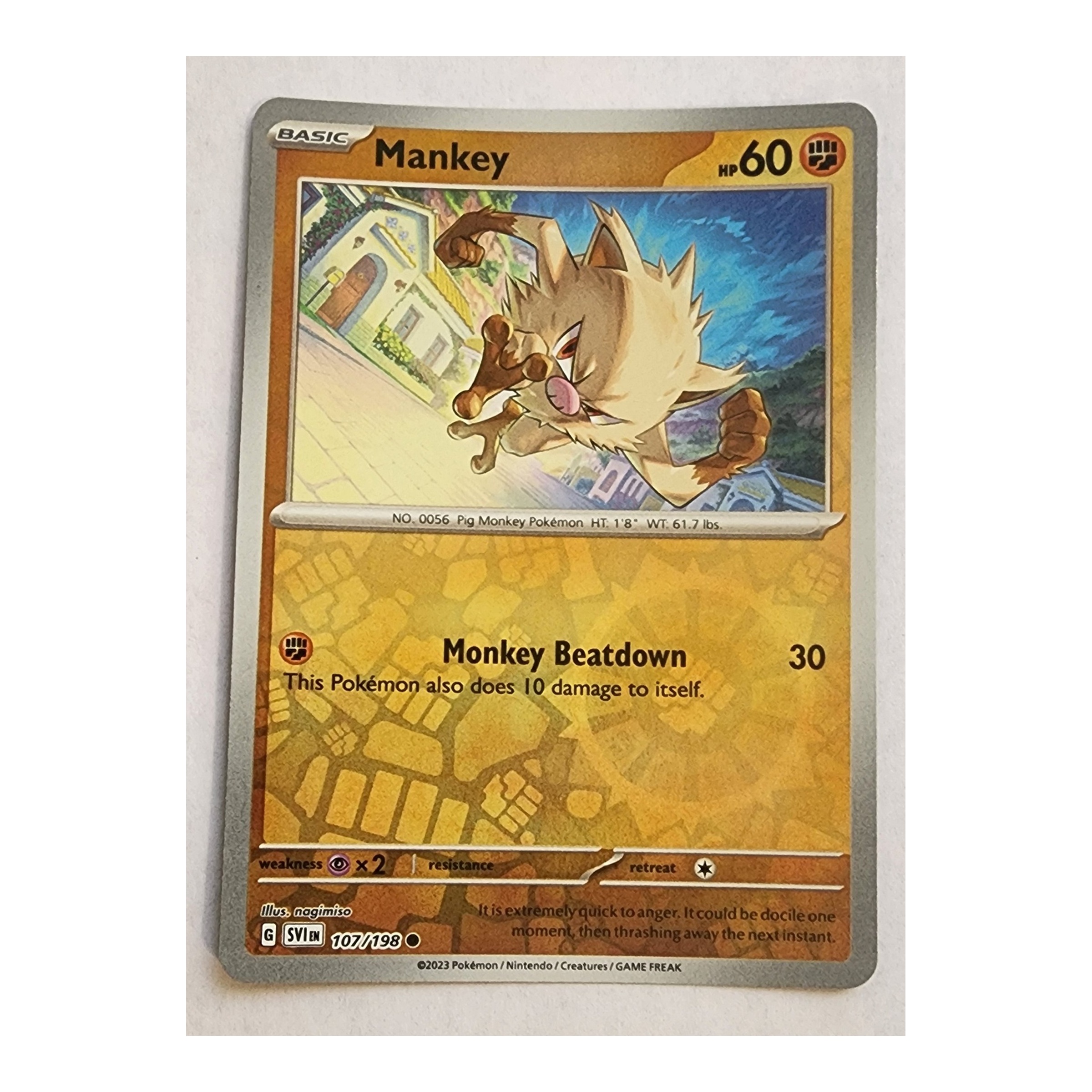 Mankey Common SV01: Scarlet & Violet 107/198 NM Reverse Holo