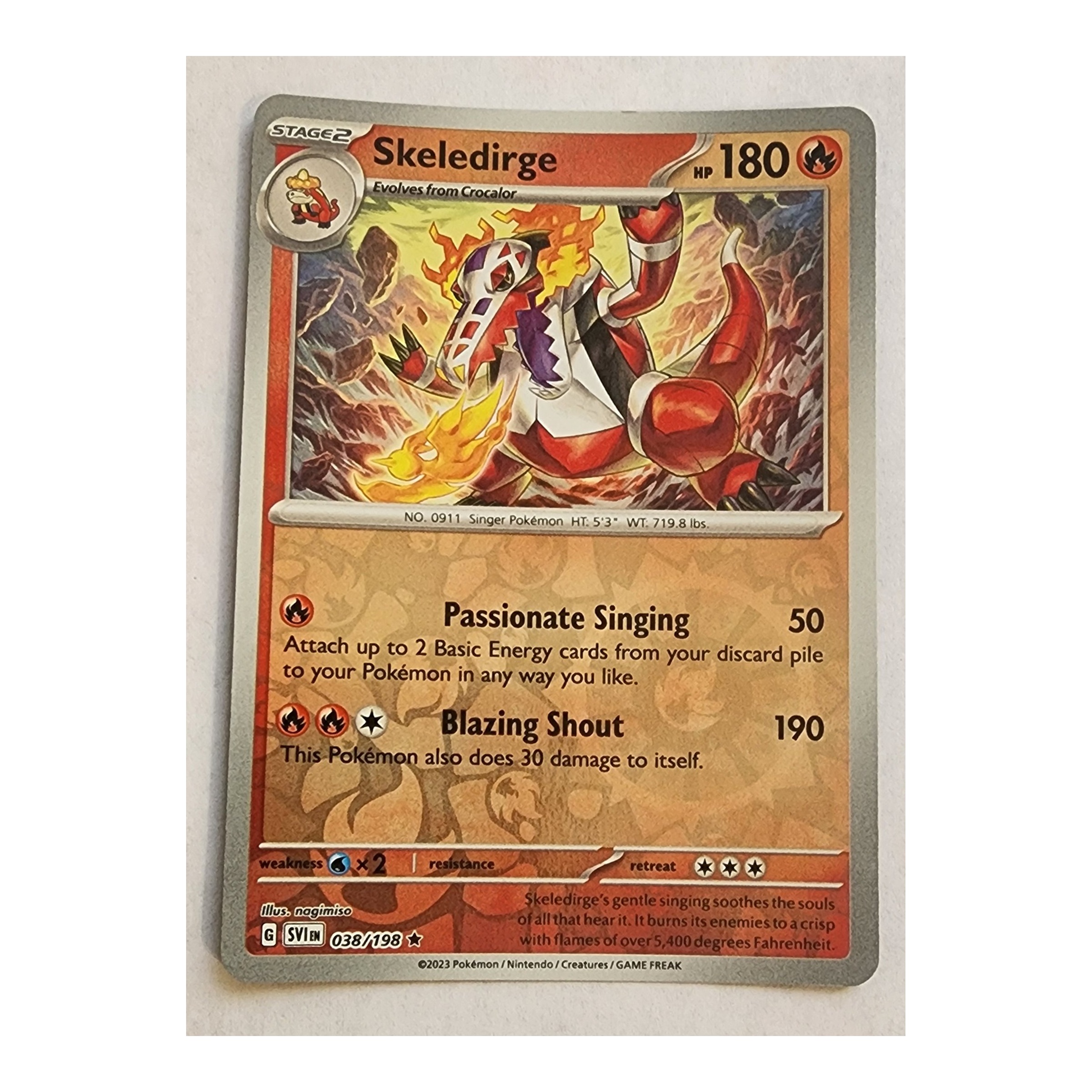 Skeledirge Rare SV01: Scarlet & Violet 038/198 NM Reverse Holo