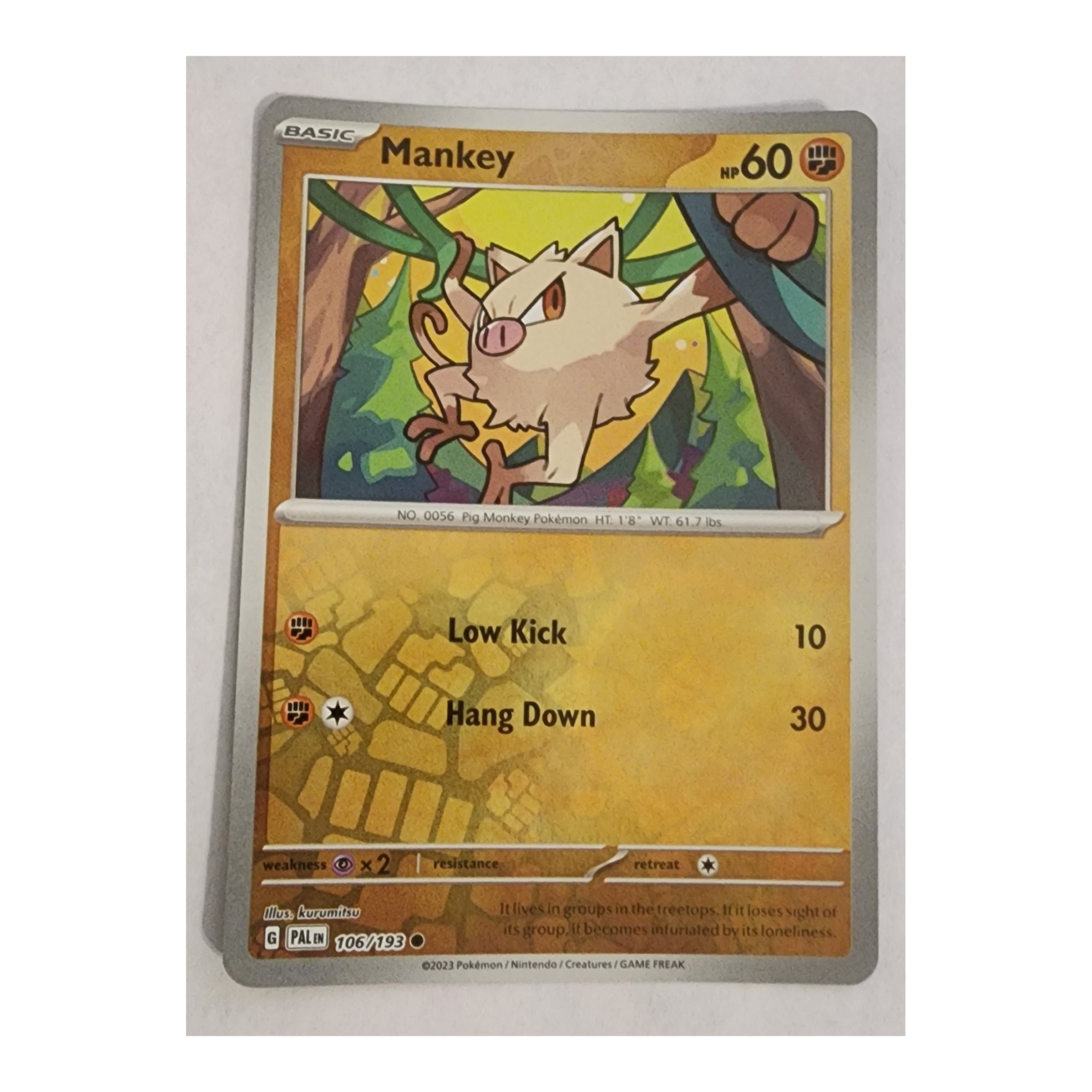Mankey Common SV02: Paldea Evolved 106/193 NM Reverse Holo